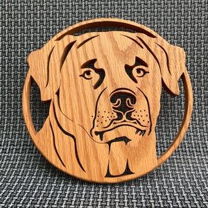 Vintage carved wood dog wall hanging